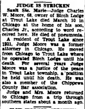 Birch Lodge (Birch Lodge Motel) - March 1939 Judge Charles W Moore Obit